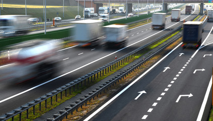 Fototapeta na wymiar Four lane controlled-access highway in Poland