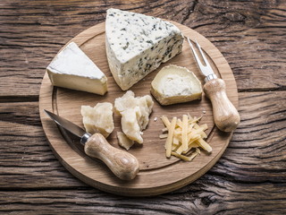 Variety of cheeses. Vintage stiles.