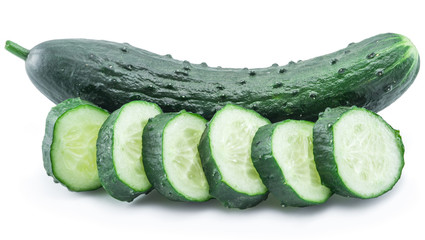 Cucumbers on the white background.