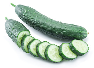Cucumbers on the white background.