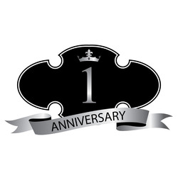 1 anniversary with silver ribbon and crown