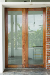 mirror glass door in modern residential building house