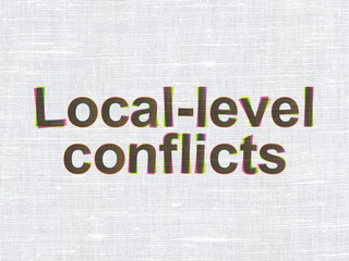 Political concept: Local-level Conflicts on fabric texture background