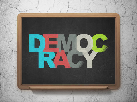 Political concept: Democracy on School Board background
