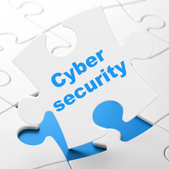 Privacy concept: Cyber Security on puzzle background