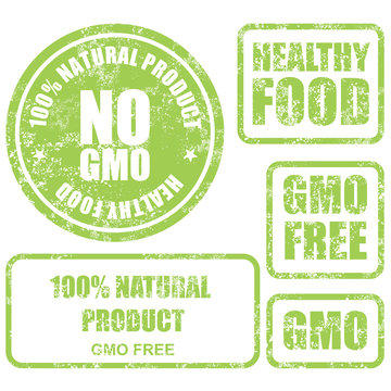 Shabby GMO free stamps, stickers and labels