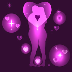 man and woman in the arms and heart