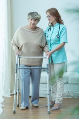 Care assistant and old lady