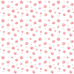 Hand drawn Sketch cats paw and traces seamless pattern, Vector Illustration Elements isolated on white background