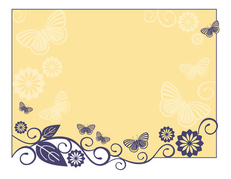 Color horizontal frame with butterflies