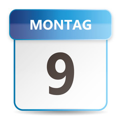 Schöner blauer Kalender mit Wochentag Montag