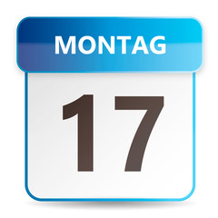 Schöner blauer Kalender mit Wochentag Montag