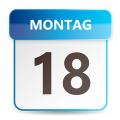 Schöner blauer Kalender mit Wochentag Montag