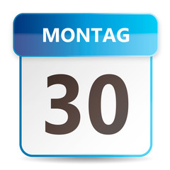 Schöner blauer Kalender mit Wochentag Montag