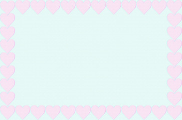 frame lilac hearts on a turquoise background