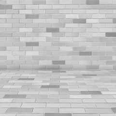 Room perspective white brick wall texture for background