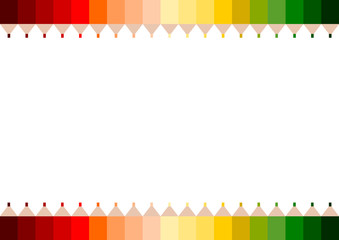 カラフルな色鉛筆のフレームイラスト 