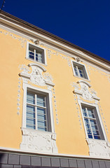 Fototapeta na wymiar Facade of a building in Radovljica, Slovenia