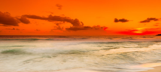 Sunset over the sea. Panorama