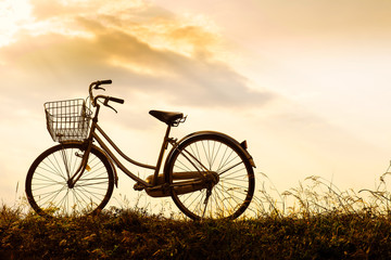 Fototapeta na wymiar Silhouette of retro bicycle 