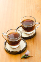 Cup of hot coffee in the morning