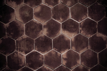 Old red wall with Hexagonal shape for background