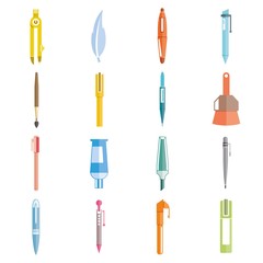 pen icons, stationery icons, office supply icons