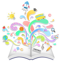 Vector education and leaning concept - abstract with icons and signs