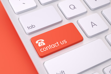 Fototapeta premium High quality render of a computer keyboard with a red button. The button has 