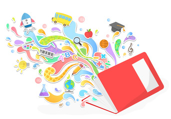 Vector education and leaning concept - abstract with icons and signs