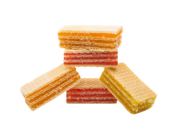 Wafers or honeycomb waffles isolated