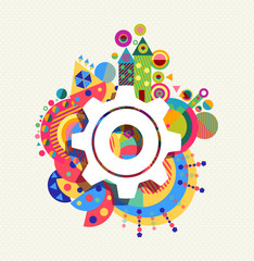Gear wheel icon concept color shape background