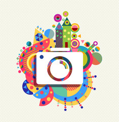 Photo Camera icon vibrant colors illustration