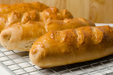 Fresh bread on rack,bread cooking