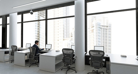 Ufficio con computer, sala progettazione
