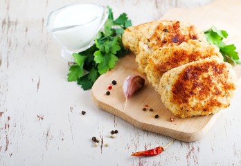 homemade fried cutlets.selective focus