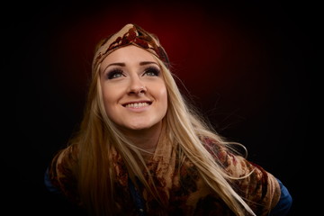 Beautiful winter woman in warm clothing