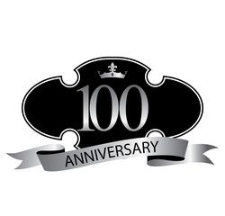 100 anniversary with silver ribbon and crown