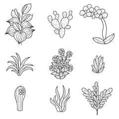 Houseplants cartoon icons