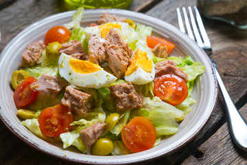 Fresh vegetable salad with tuna