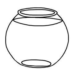 fish bowl / cartoon vector and illustration, black and white, hand drawn, sketch style, isolated on white background.