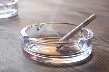 The cigarette in an ashtray