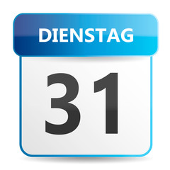 Schöner blauer Kalender mit Wochentag Dienstag