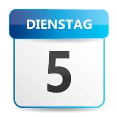 Schöner blauer Kalender mit Wochentag Dienstag