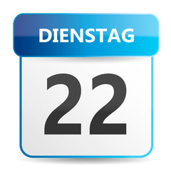 Schöner blauer Kalender mit Wochentag Montag