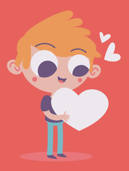 Cute Boy Holding a Heart