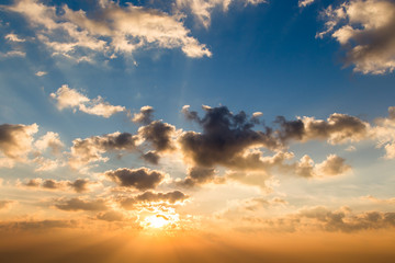 colorful dramatic sky with cloud at sunset