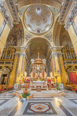 ROME, ITALY - MARCH 26, 2015: The presbytery and cupola of baroque church Chiesa di Santa Maria in Transpontina.