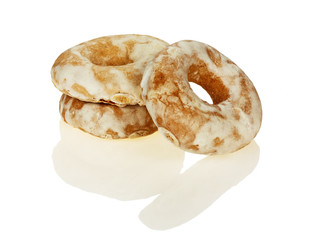 Glazed Donut Rings Isolated White Background