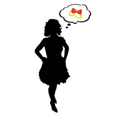 girl thinking about wedding ring illustration
